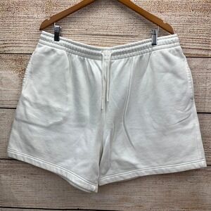 LCKR White Fleece Sweat Shorts XXL‎ XXLTG Drawstring Pockets Athleisure Comfort